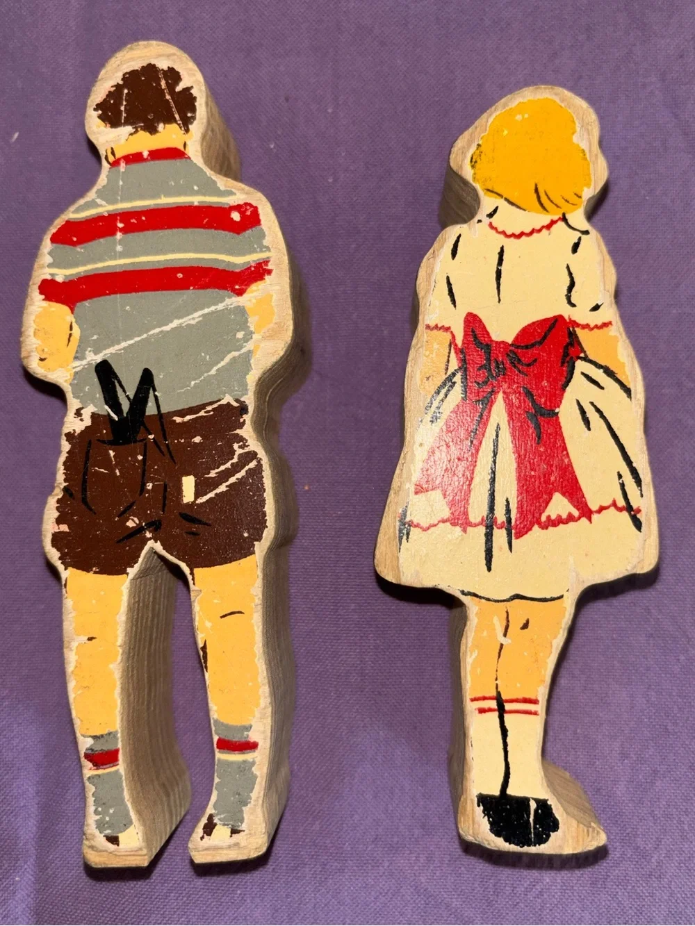 Vintage Guidecraft wooden wedgie Boy & Girl Set